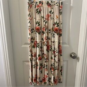 Hot Kiss Floral Cream Maxi Tiered Skirt